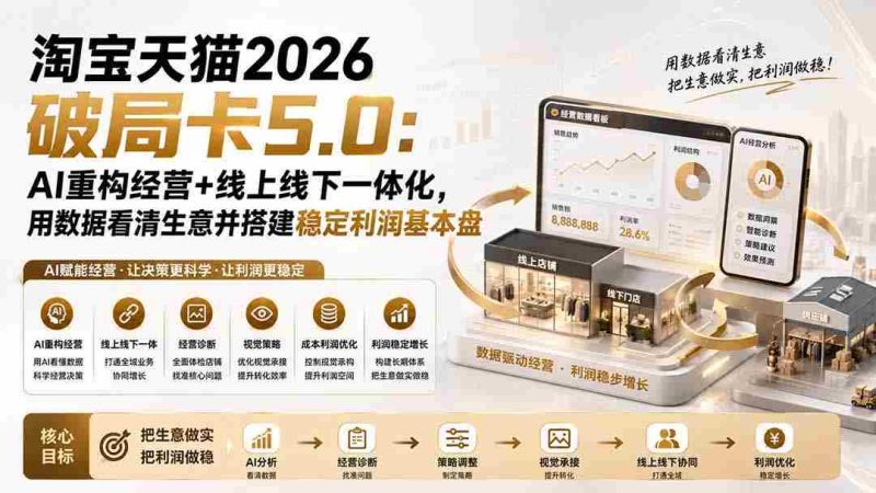(19748期)淘宝天猫2026破局卡5.0:AI重构经营+线上线下一体化,用数据看清生意并搭建稳定利润基本盘-有道网创