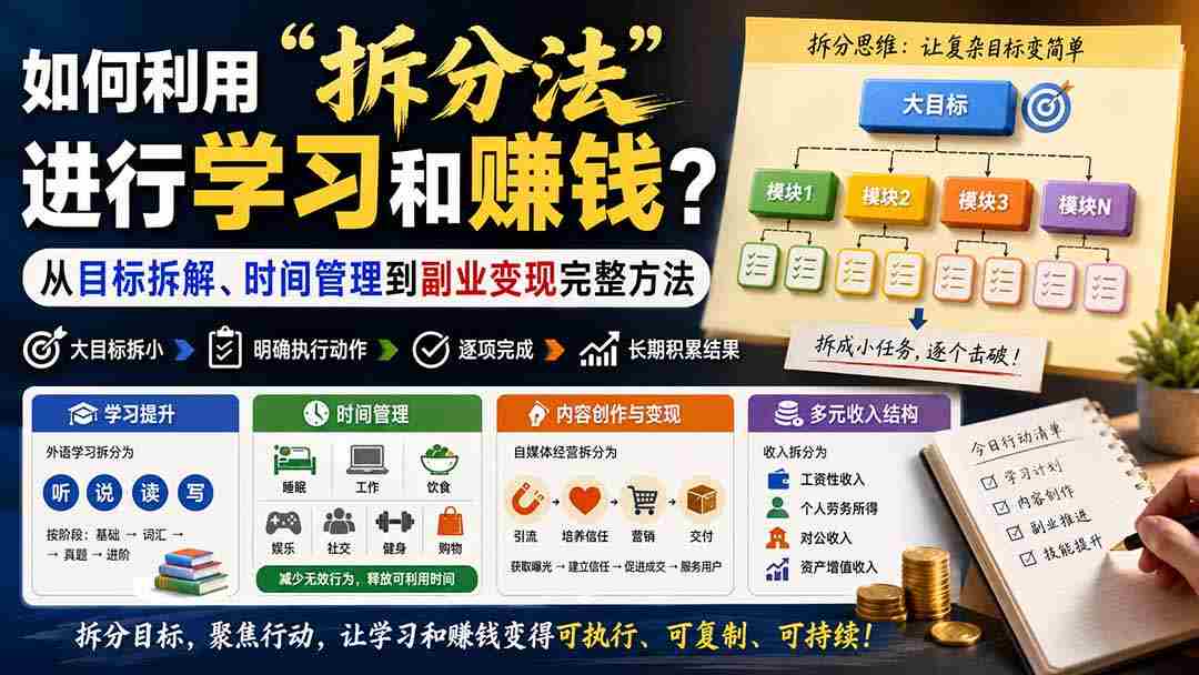 （20022期）付费文章：如何利用“拆分法”进行学习和賺钱？从目标拆解、时间管理到副业变现完整方法-有道网创