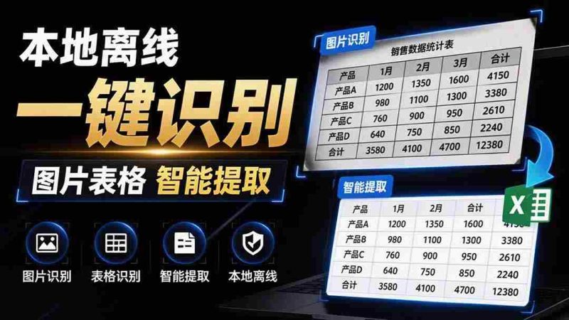 （19609期）体积仅70MB，图片一键智能提取表格工具来了！完全免费且离线使用，FastOCR智能表格识别软件V1.0-有道网创