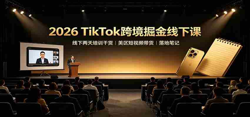 2026 TikTok跨境掘金线下课：线下两天培训干货，美区短视频带货落地笔记-有道网创
