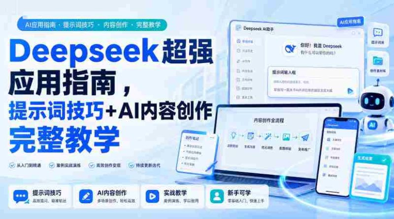 Deepseek超强应用指南,提示词技巧+AI内容创作完整教学-有道网创