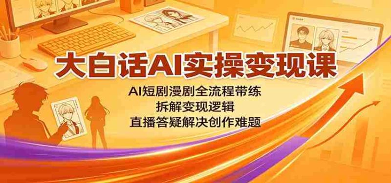大白话AI实操变现课:AI短剧漫剧全流程带练,拆解变现逻辑,直播答疑解决创作难题-有道网创