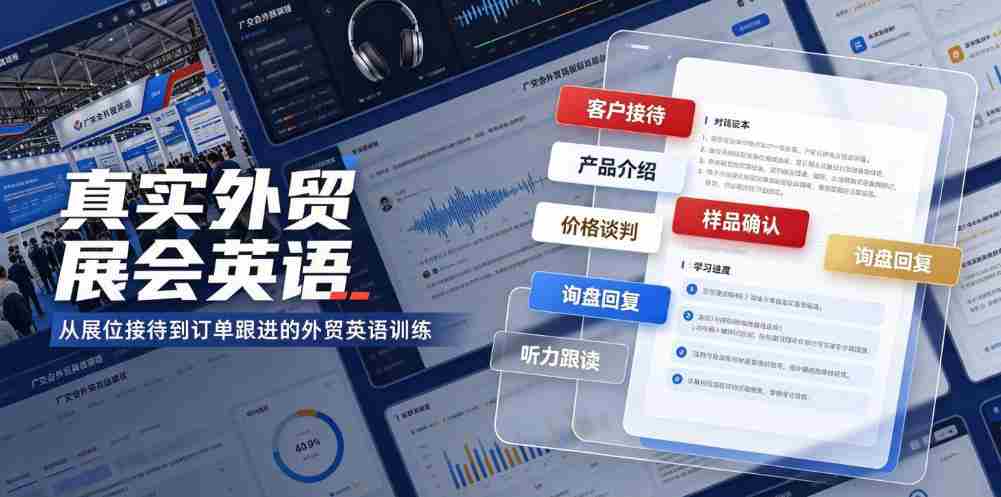 真实外贸展会英语,广交会外贸口语听力突击课程【音频】