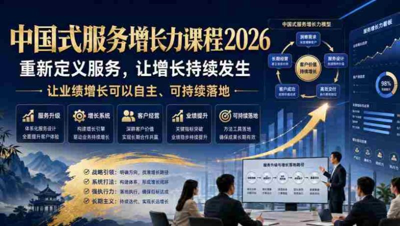 中国式服务增长力课程2026,重新定义服务,让增长持续发生,让业绩增长可以自主、可持续落地-有道网创