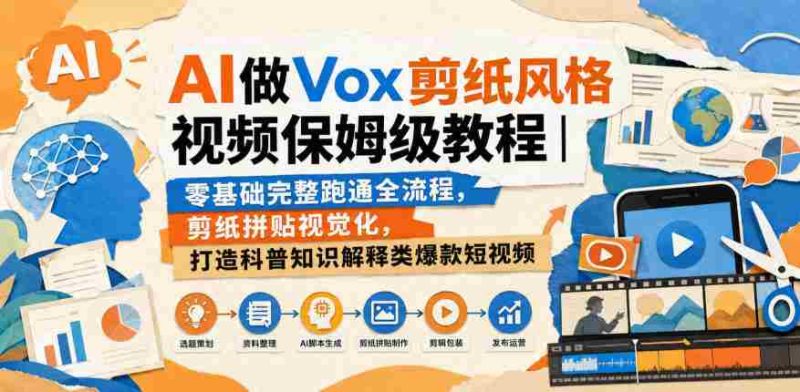 AI做Vox剪纸风格视频保姆级教程|零基础完整跑通全流程,剪纸拼贴视觉化,打造科普知识解释类爆款短视频-有道网创