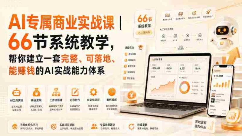 AI专属商业实战课｜66节系统教学，帮你建立一套完整、可落地、能賺钱的AI实战能力体系-有道网创