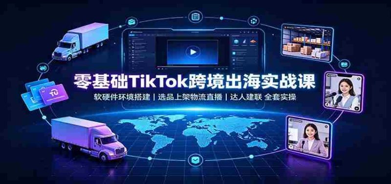 零基础TikTok跨境出海实战课:软硬件环境搭建,选品上架物流直播,达人建联全套实操-有道网创