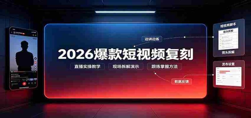 2026爆款短视频复刻:直播实操教学,配套文字文档掌握全流程-有道网创