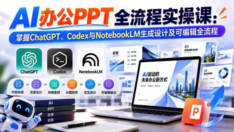 零水印】AI高效办公PPT制作指南:一课掌握ChatGPT、Codex与NotebookLM的生成与编辑技巧-有道网创