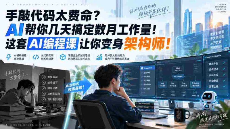 手敲代码太费命?AI帮你几天搞定数月工作量!这套AI编程课让你变身架构师!【原创双语字幕】-有道网创