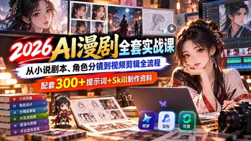 2026年AI动画剧集制作大揭秘:涵盖从小说改编、角色设计与镜头调度至视频剪辑的全过程指南,附赠300余个关键词与Skill制作资源礼包-有道网创