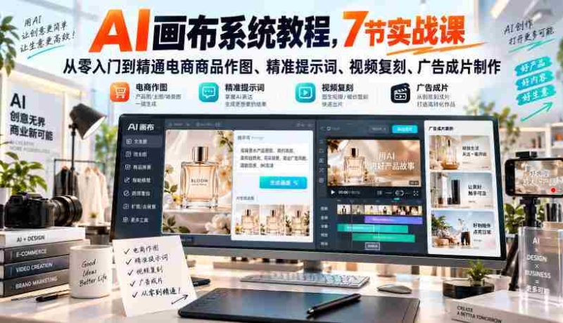 揭秘AI绘图神器:7堂实战课程,助你从新手蜕变为电商美图大师!掌握精准关键词、视频复制、广告片制作技巧-有道网创