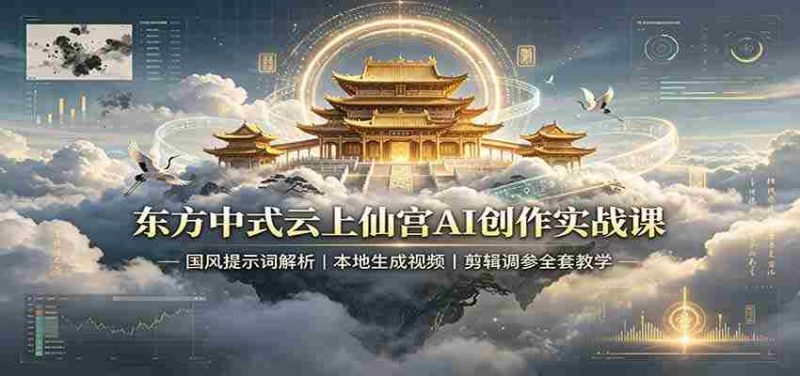 东方中式云上仙宫AI创作实战课:国风提示词解析,本地生成视频,剪辑调参全套教学-有道网创