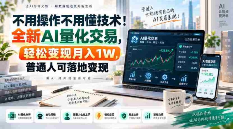 不用操作不用懂技术！全新AI量化交易，轻松变现月入1W，普通人可落地变现！【揭秘】-有道网创