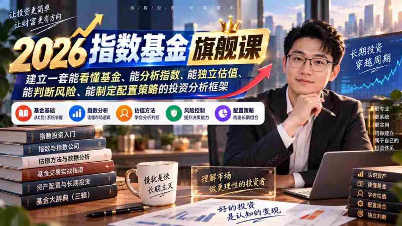 (20298期)2026指数基金旗舰课|建立一套能看懂基金、能分析指数、能独立估值、能判断风险、能制定配置策略的投资分析框架-有道网创