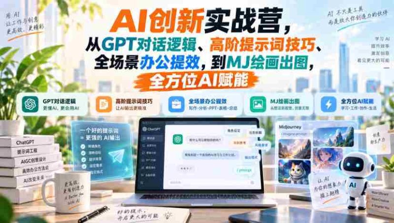 AI创新实战营,从GPT对话逻辑、高阶提示词技巧、全场景办公提效,到MJ绘画出图,全方位AI赋能-有道网创