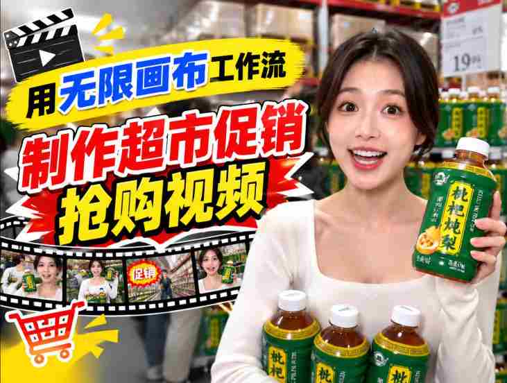 畅享无限创意，超市促销视频狂潮来袭！TikTok抖音带货短视频一键生成，抢购热潮一触即发！-有道网创