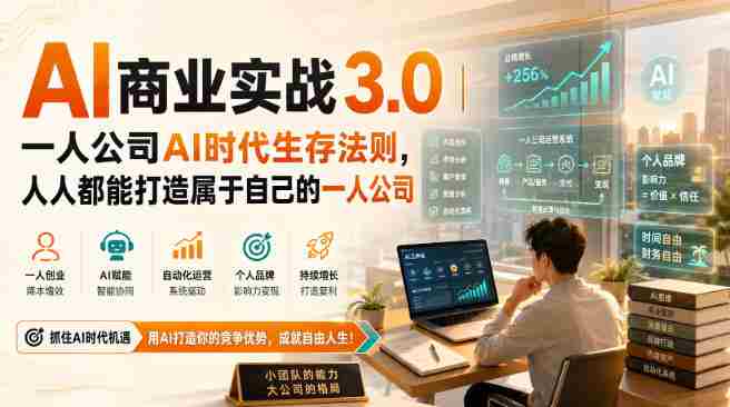 AI商业实战3.0|一人公司AI时代生存法则,人人都能打造属于自己的一人公司-有道网创