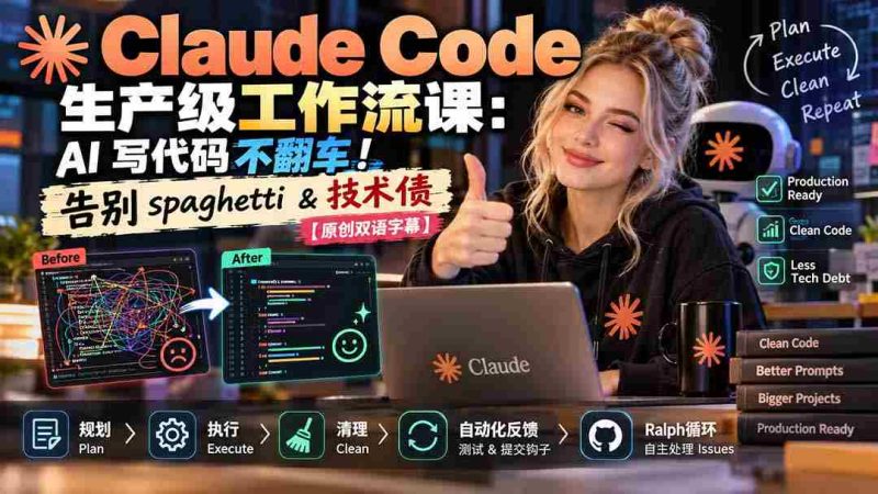 AI编程无故障指南:Claude Code打造高效工作流,告别乱麻代码与技术债务【独家中英字幕-有道网创