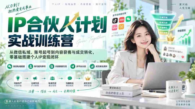 (20321期)IP合伙人计划实战训练营-更新:从微信私域、账号起号到内容获客与成交转化,零基础搭建个人IP变现闭环-有道网创