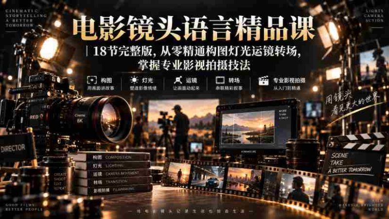 电影镜头语言精品课｜18节完整版，从零精通构图灯光运镜转场，掌握专业影视拍摄技法-有道网创