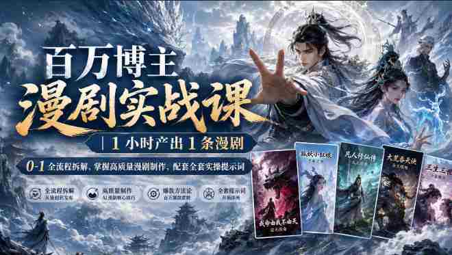 百万博主漫剧实战课|1小时产出1条漫剧,0‑1全流程拆解,掌握高质量漫剧制作,配套全套实操提示词-有道网创