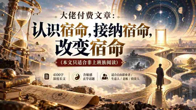 独家揭秘】宿命的奥秘:领悟、拥抱与重塑,非上班族必读的付费文章-有道网创