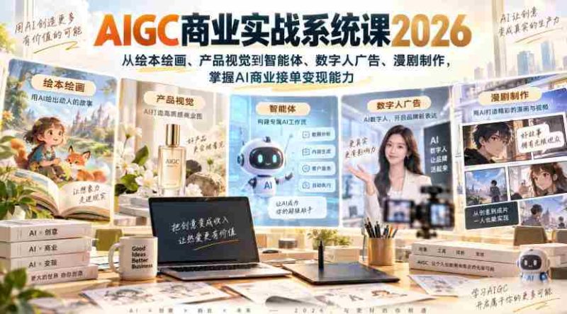AIGC商业实战系统课2026,从绘本绘画、产品视觉到智能体、数字人广告、漫剧制作,掌握AI商业接单变现能力-有道网创