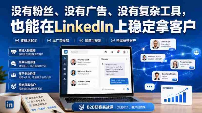 没有粉丝、没有广告、没有复杂工具,也能在LinkedIn上稳定拿客户【原创双语字幕】-有道网创