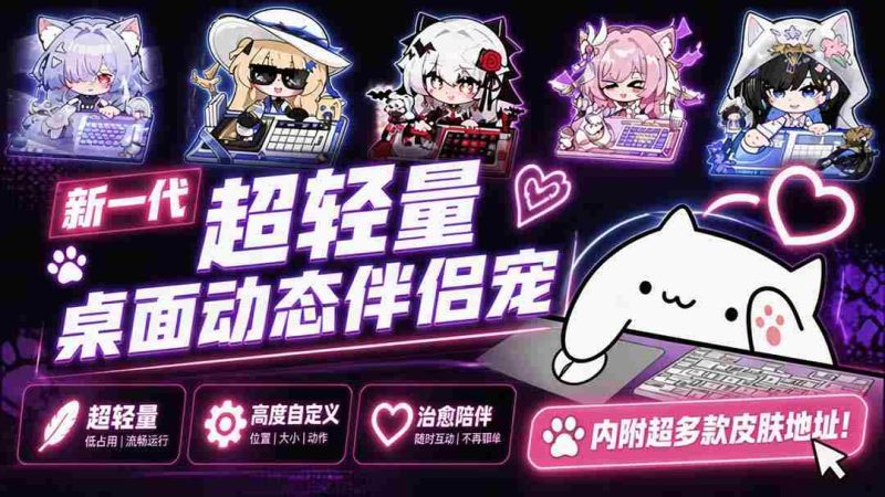 (20293期)开源免费用!新一代超轻量桌面动态伴侣宠,体验更美观,更丝滑,内附超多款皮肤地址,BongoCat-有道网创