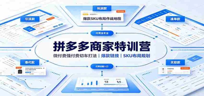 拼多多商家特训营:微付费强付费切车打法,爆款链接,SKU布局规划-有道网创