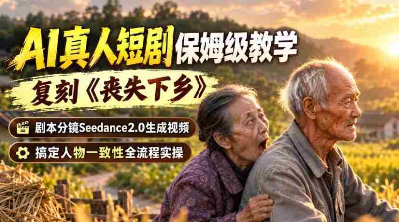 AI真人短剧保姆级教学,复刻《丧失下乡》,剧本分镜Seedance2.0生成视频,搞定人物一致性全流程实操-有道网创