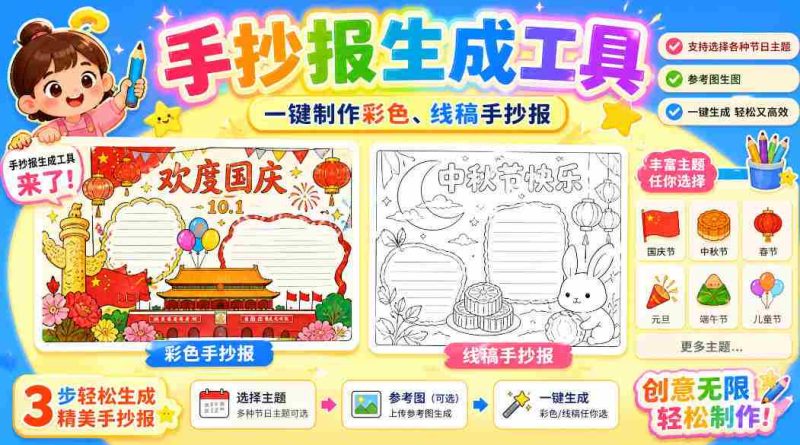 手抄报批量生成工具来了，完全免费，告别豆包生图，高清无水印-有道网创