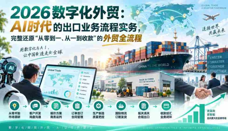 2026外贸数字化转型:AI浪潮下的出口交易实操,揭秘“零起点到盈利”的完整外贸路径-有道网创
