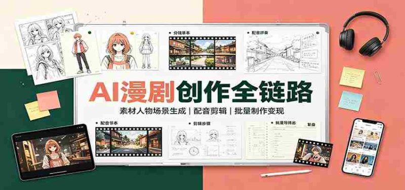 AI漫剧创作全链路:素材人物场景生成,配音剪辑,批量制作变现-有道网创