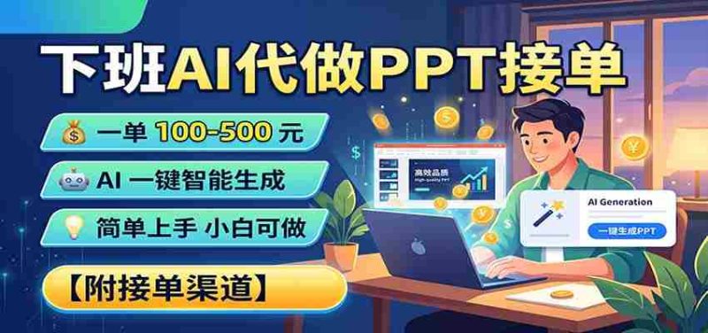 下班AI代做PPT接单,一单100-500,AI一键生成,小白也能做,附接单渠道-有道网创