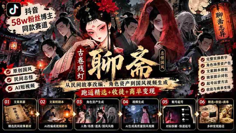揭秘抖音热门博主58万粉丝背后的秘密:古风赛道揭秘,从民间传说改编到国风视频制作,探索精选内容、徒弟招募与商业合作盈利之道-有道网创