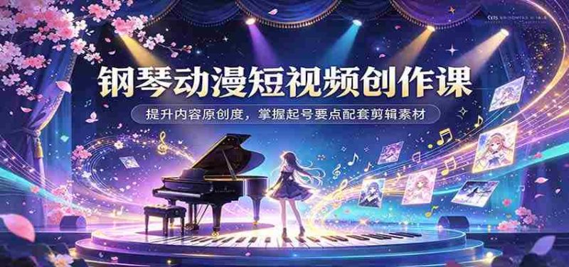 动漫钢琴短视频制作攻略:解锁内容创意,学会账号涨粉技巧及剪辑资源搭配-有道网创