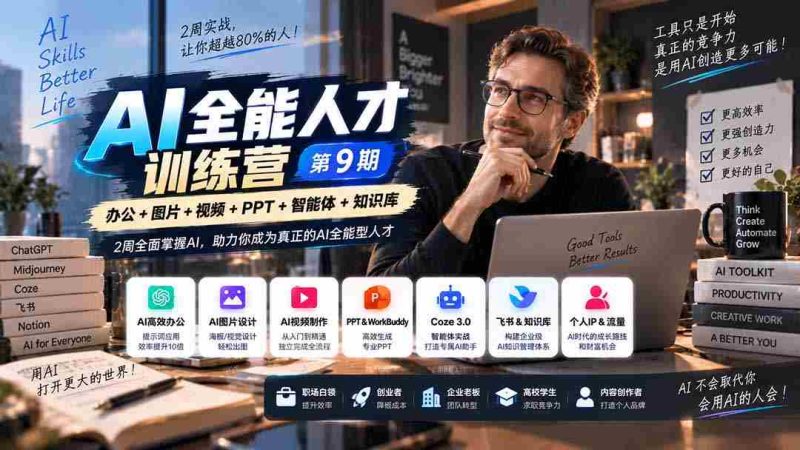 第九期】两周速成AI高手,超越行业80%选手,助你成为AI领域的全能精英-有道网创