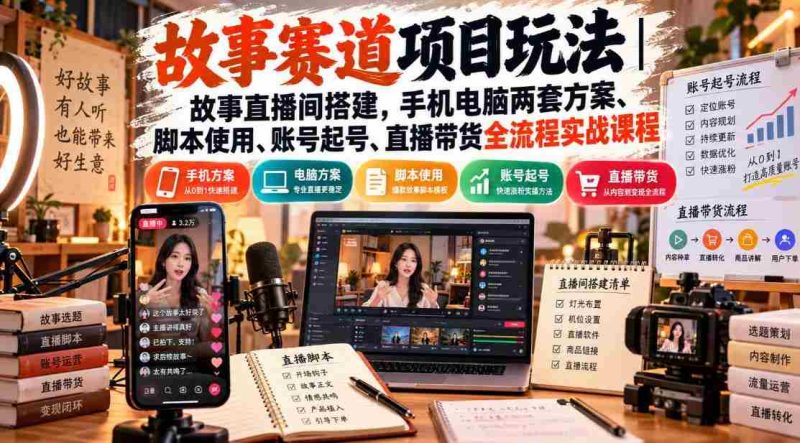 探索故事直播奥秘：全方位实战指南，手机电脑双管齐下，揭秘脚本技巧与账号运营，一网打尽直播带货全链路策略-有道网创