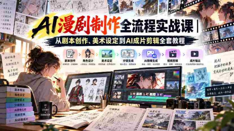 AI漫剧制作全流程实战课|从剧本创作、美术设定到AI成片剪辑全套教程-有道网创