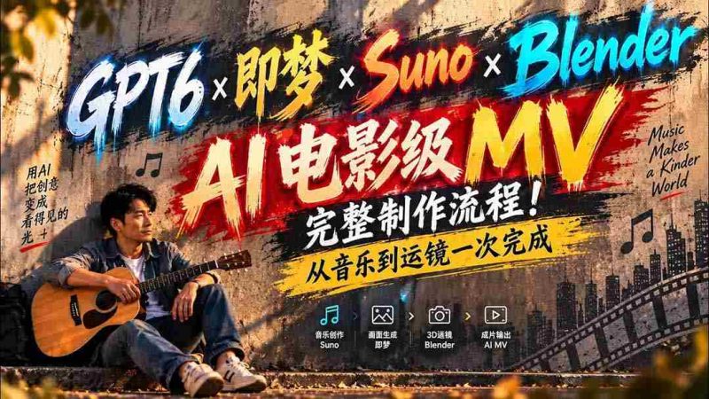 AI赋能影视制作:GPT6×Suno×Blender联手打造全流程无水印电影级MV-有道网创