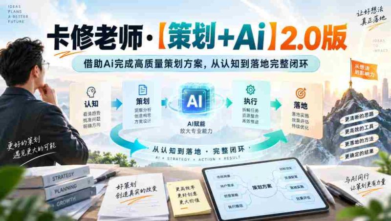 卡修老师·【策划+Ai】2.0版借助Ai完成高质量策划方案,从认知到落地完整闭环-有道网创