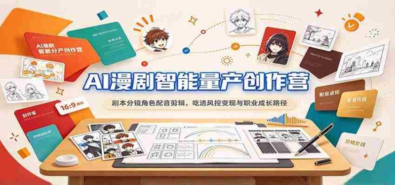 AI驱动漫剧制作大师班:剧本编写、分镜设计、角色配音、剪辑技巧,全面解析风险控制、盈利模式与职业发展之道-有道网创