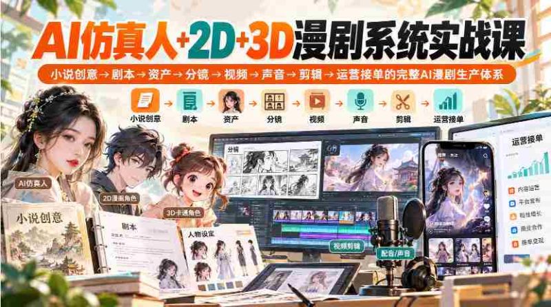 零水印】人工智能打造仿真人,2D与3D动画一网打尽,从小说灵感到运营接单,全链路AI漫剧制作流程深度教学-有道网创