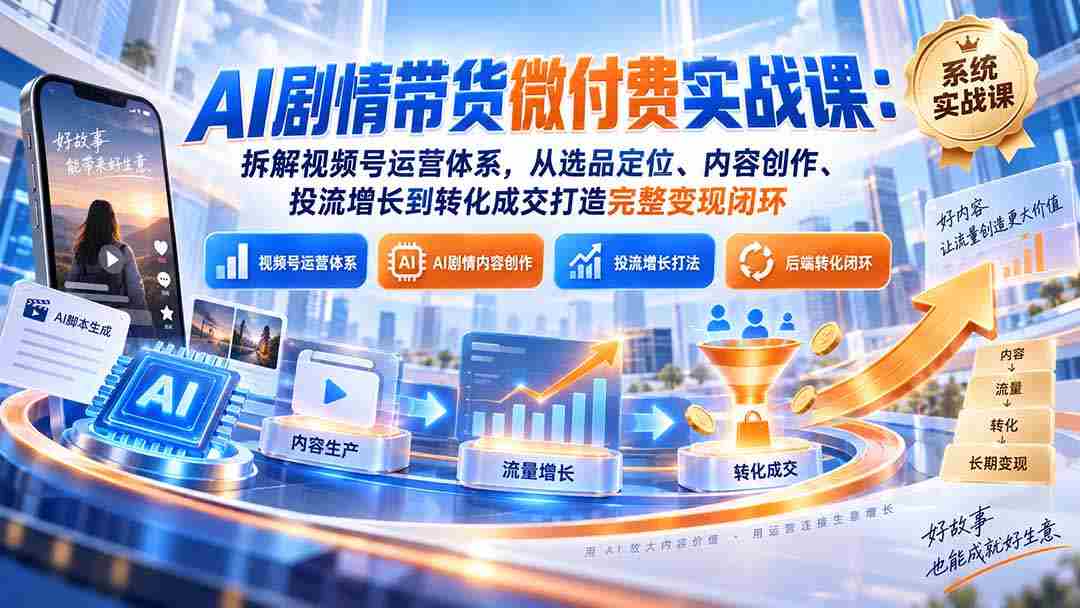 揭秘视频号AI剧情带货攻略：全方位解析选品策略、创意内容制作、精准投放技巧及转化策略，助你打造高效变现全链条-有道网创