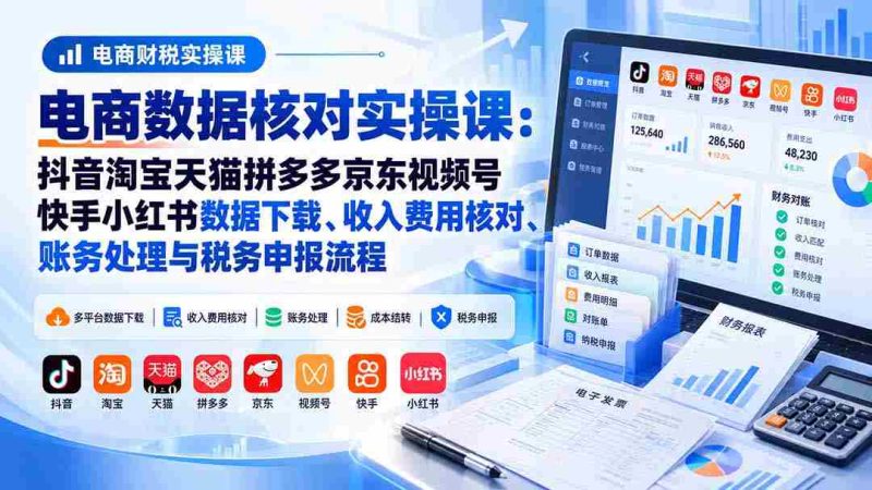 揭秘电商财务高手之路:抖音、淘宝、天猫、拼多多、京东、视频号、快手、小红书数据深度解析与税务合规实操指南-有道网创