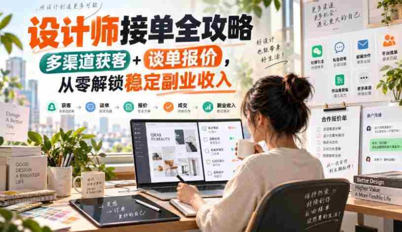 设计师副业秘籍:零水印设计订单攻略,多途径吸客谈价,开启稳定副业收入之路-有道网创