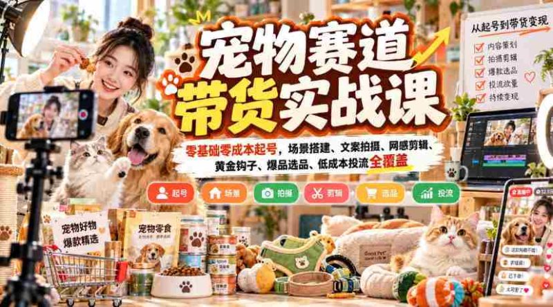 零成本开启宠物销售之旅：实战课程揭秘，从场景布局到爆款打造全攻略-有道网创