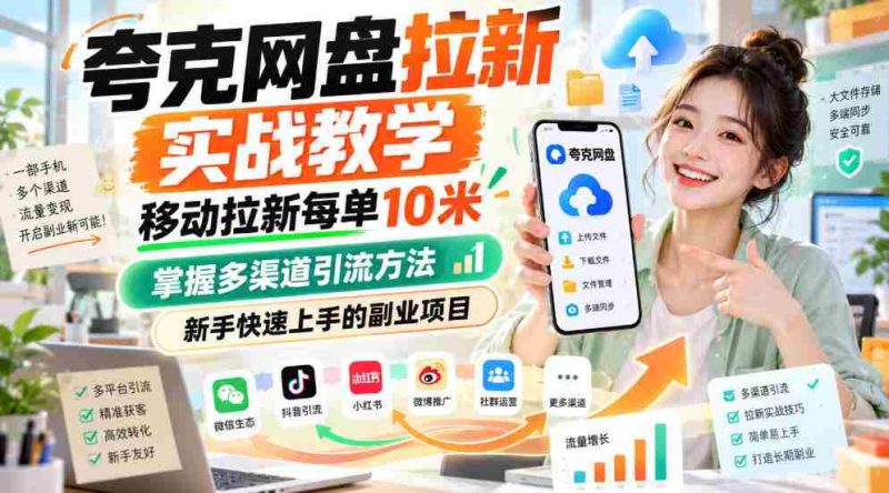 揭秘夸克网盘拉新攻略:移动端每单收益高达10元,多渠道引流技巧,新手副业轻松入门-有道网创